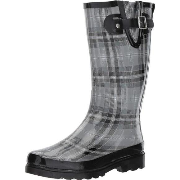 NEW Women's Unique Printed Tall 100% Waterproof Rain Boot Adjustable Strap - Picture 7 of 7